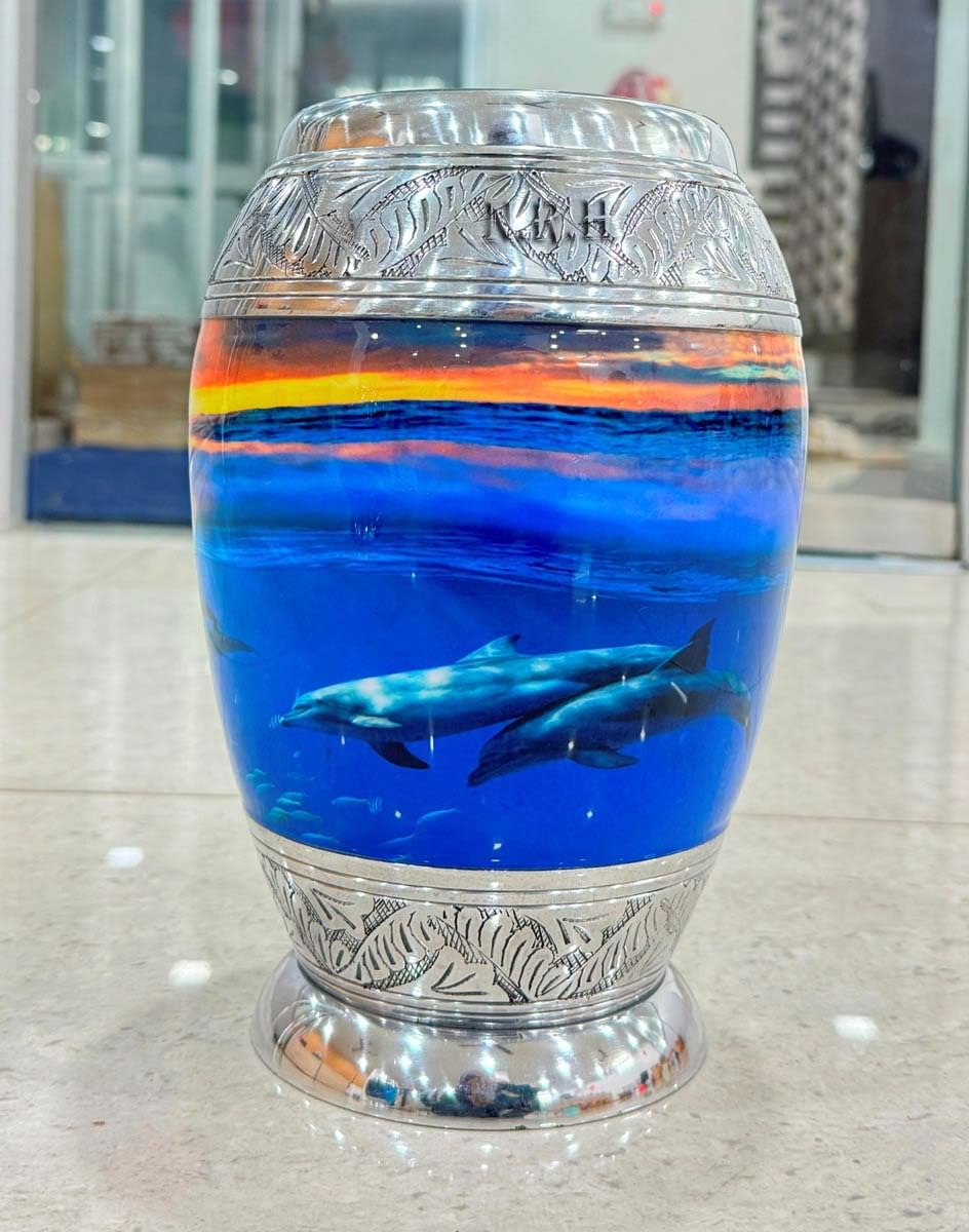 Adult Keepsake Ashes Cremation Dolphin Print Urn Large Memorial Funeral Burial Urns for Human & Pet Ashes Adult Female