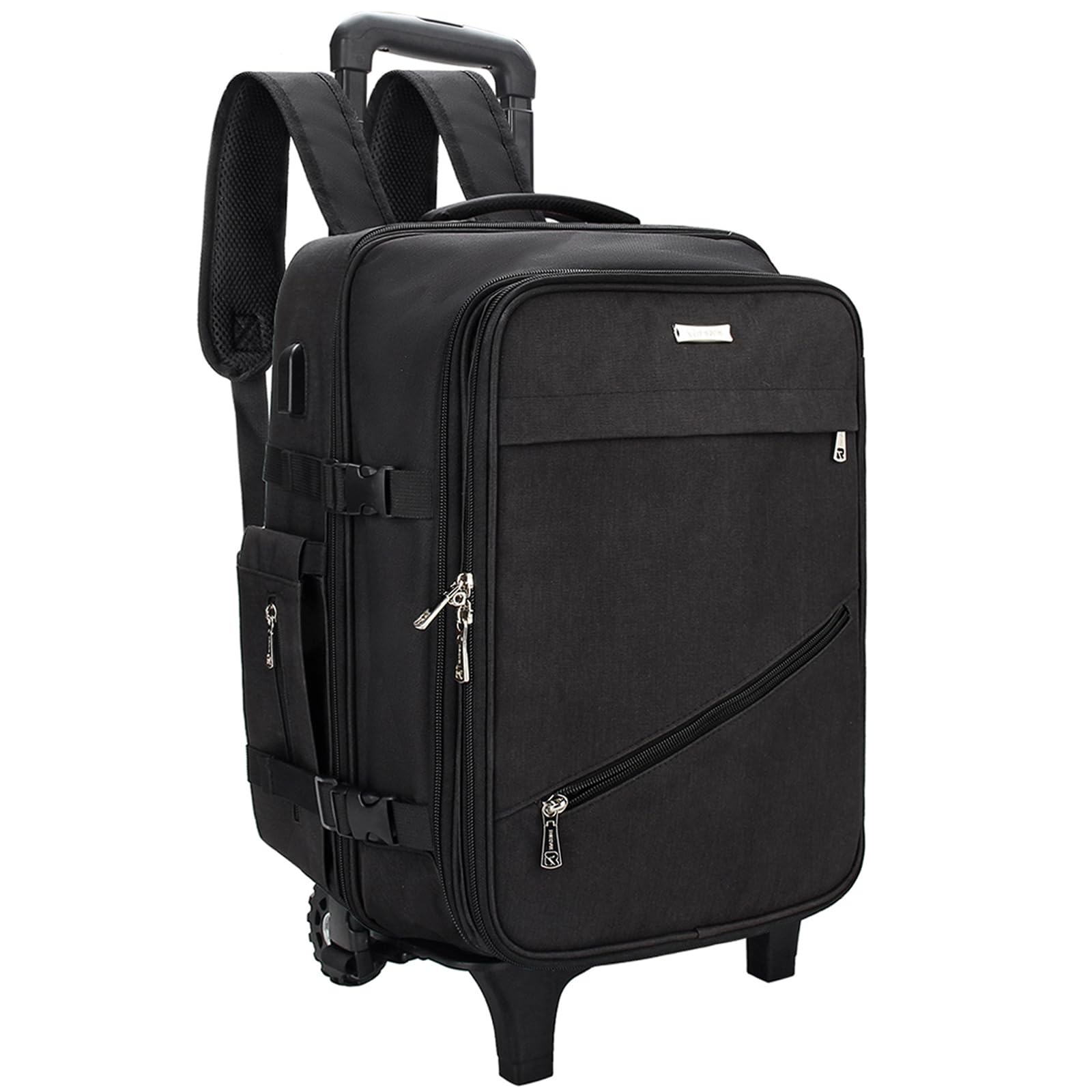 Relavel Rolling Makeup Case, Barber Travel Backpack Hairstylist Train Case Traveling Makeup Artists Case, Hairdressers Bag Cosmetology Case on Wheels with Heat Insulation Layer and Adjustable Dividers