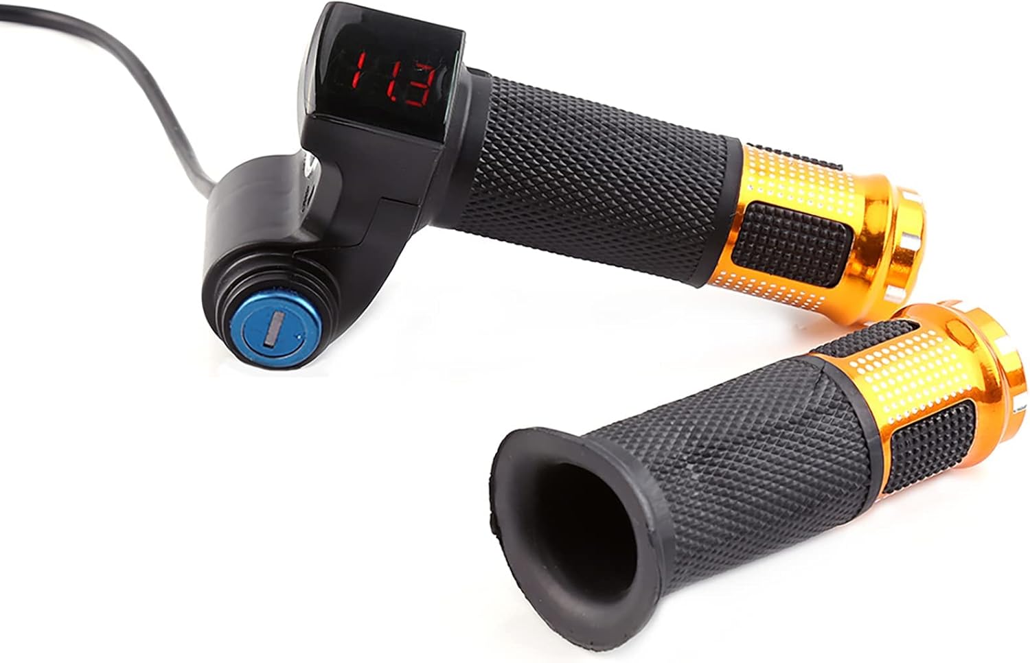 Alomejor Bike Throttle Grip LCD Screen Twist Throttle Accelerator Handle Grips with Cable and Key Knock for Electric Bicycle Skateboard(Golden)