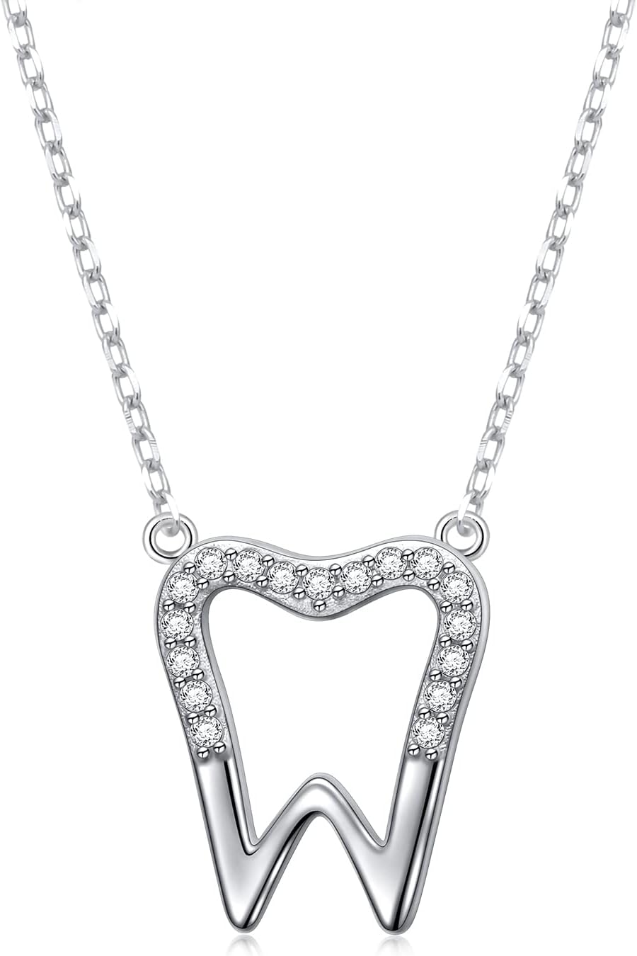 Yearace Tooth Jewelry Set 925 Sterling Silver Dainty Tooth Stud Earrings and Necklace Dental Jewelry Gifts for Women