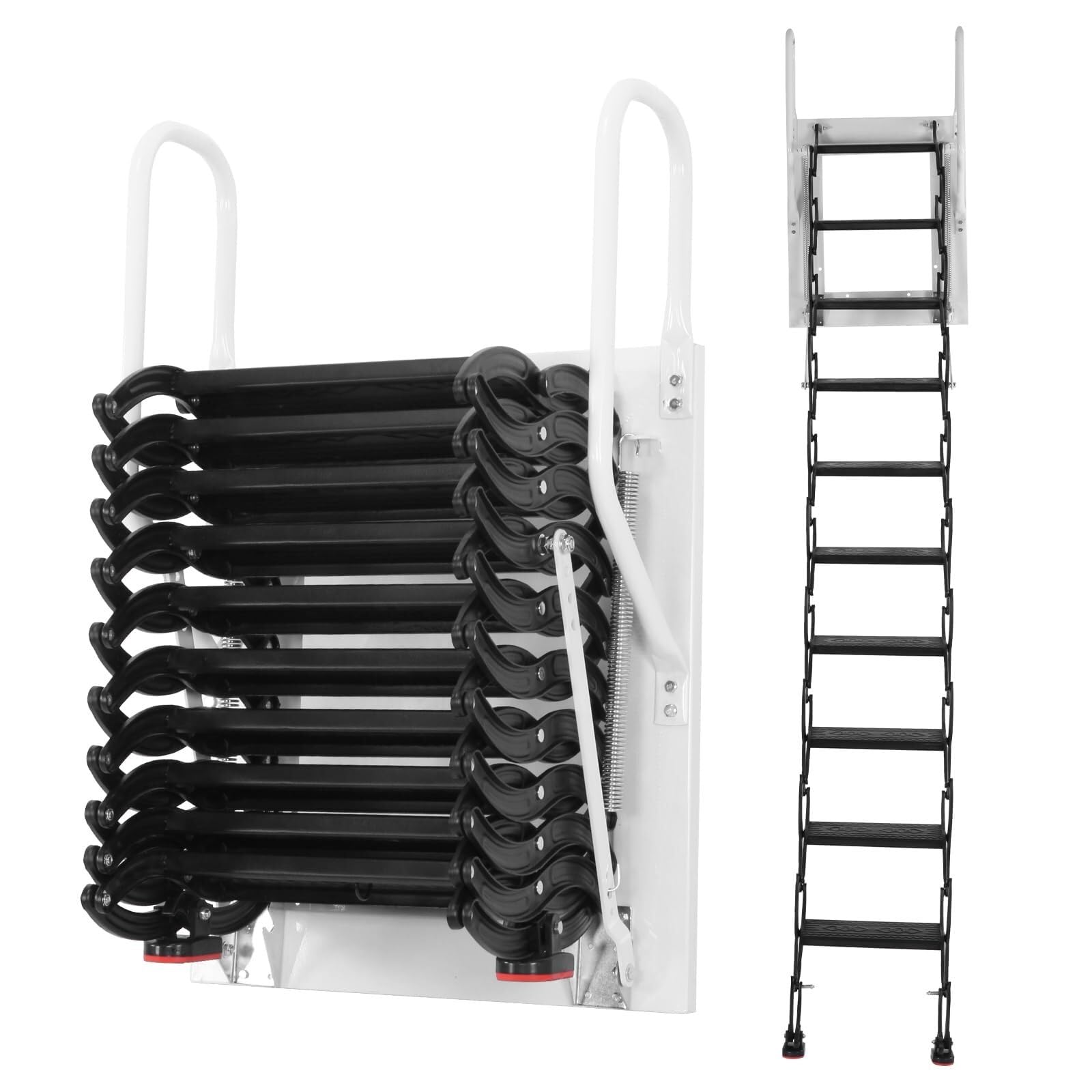 loft ladders Titanium-magnesium alloy loft stairs, available in 2.6m-3.5m lengths, thickened and retractable, suitable for garages/basements. pull down(2.6m-3m)