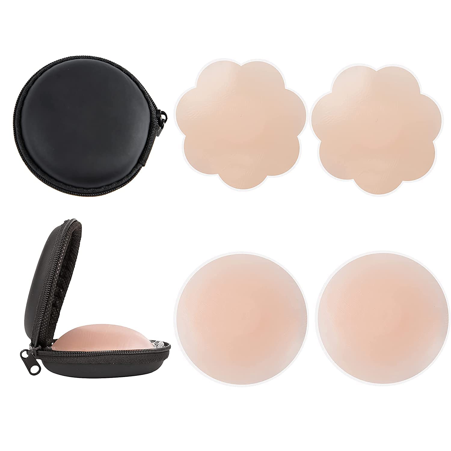 wooger Pasties Silicone - Women's Reusable Nipple Cover - Silicone Nipple Cover Bra Pad - Adhesive Reusable Nipple Pads - Thin Silicone Nipple Cover Pasties. Round and Flower || Free-Size ||-picture-11