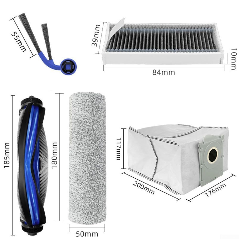 Set di manutenzione completo compatibile con Ecovacs T80 e T80 per modelli Omni con spazzole principali a rulli, spazzole per bordi, filtri dell'aria e sacchetti per la polvere a prova di perdite