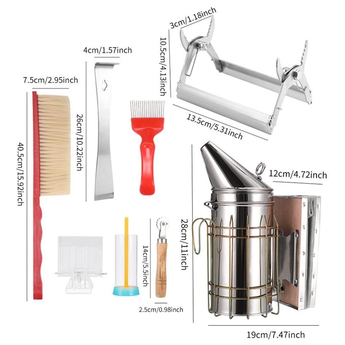 Kit de herramientas apicultura 10 uds, ahumador abejas acero inoxidable, cepillo, for colmena, elevador marco, juego suministros for apicultores for principiantes