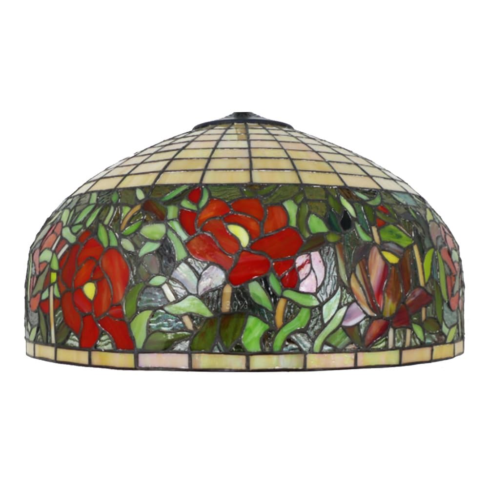 SaryEdge 20-Inch Tiffany Style Glass Lamp Shade for Table Lamp, 50cm Stained Glass Lampshades Replacement Only for Desk Floor Ceiling Hanging Lamp,Wisteria，Rose，Rose