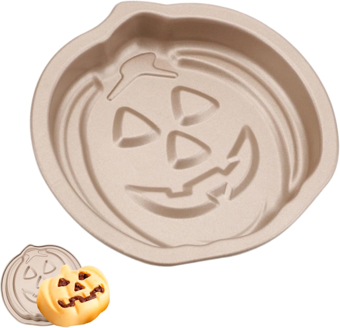 Crethinkaty Halloween Pumpkin Shape Mini Cake Pan Pie Molds, 5.4 Inch Cake Tin Non Stick Bakeware for Halloween Cake Chocolate Fondant Sweets Baking Molds