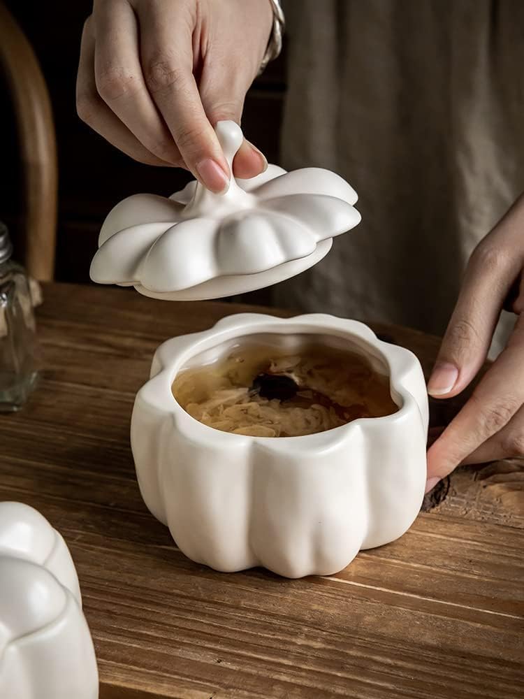 Contenitore per lo zucchero, Zuccheriera in ceramica a forma di zucca, barattolo caramelle, tè con coperchio