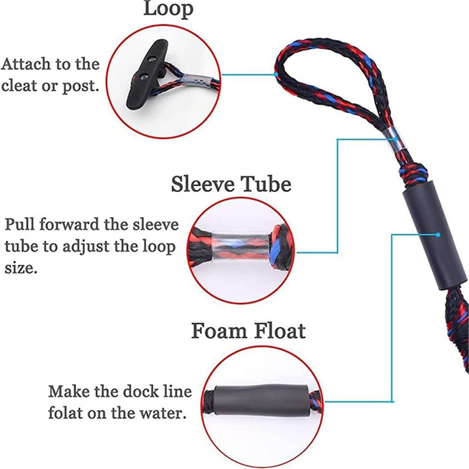 Festmacherleine, 2-teiliges Set Bungee-Dock-Linie Festmacher-Dock ausziehbar oder sicheres Andocken von Kanus, Motorbooten, Zubehör