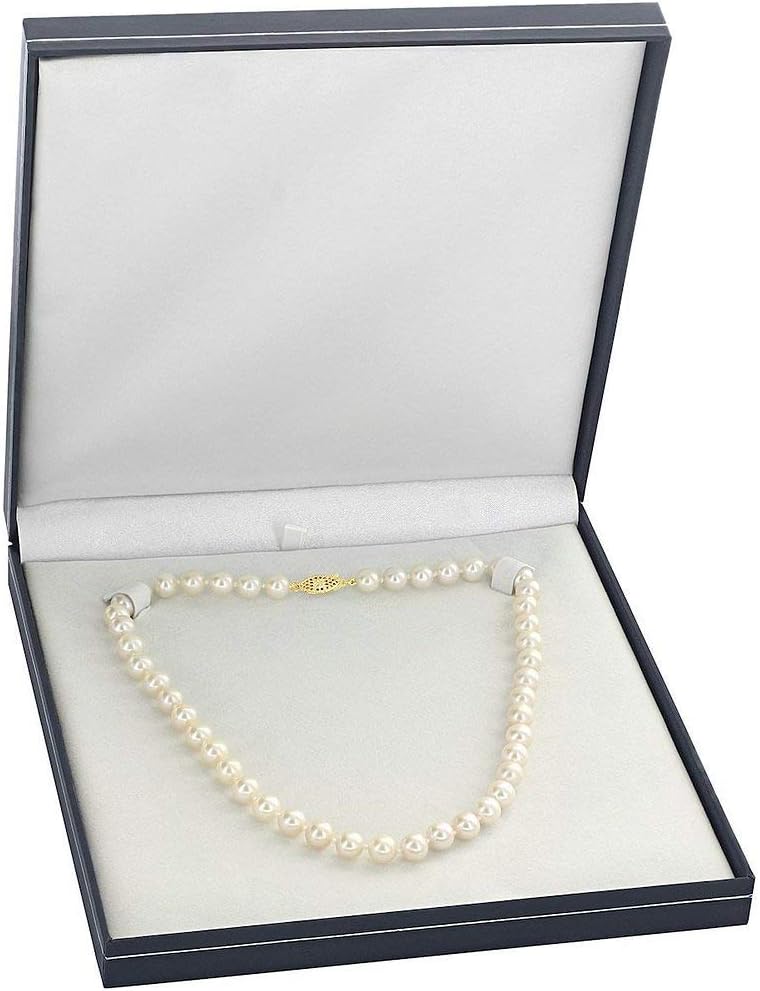 The Pearl Source 14K Gold AAA Quality White Freshwater Cultured Pearl Necklace for Women in 18" Princess Length