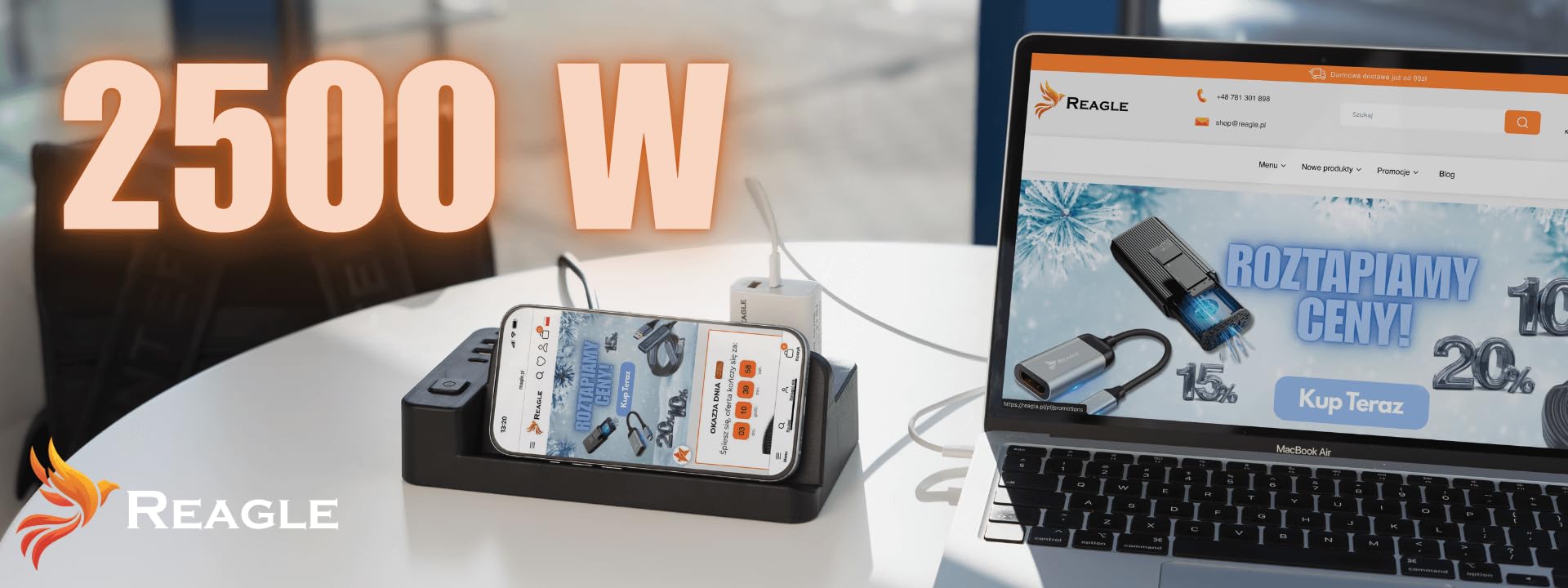 Reagle Listwa zasilająca z 4 portami USB, 3 gniazda, 230 V, z przełącznikiem Save Energy, oszczędzająca energię, do domowego biura z ochroną przed przepięciem 3 m