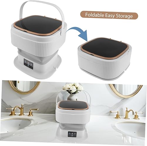 Vista 3 de Mikinona Mini lavadora portátil con secadora giratoria para ropa, ropa interior, calcetines, limpieza profunda compacta, lavadora de lavandería