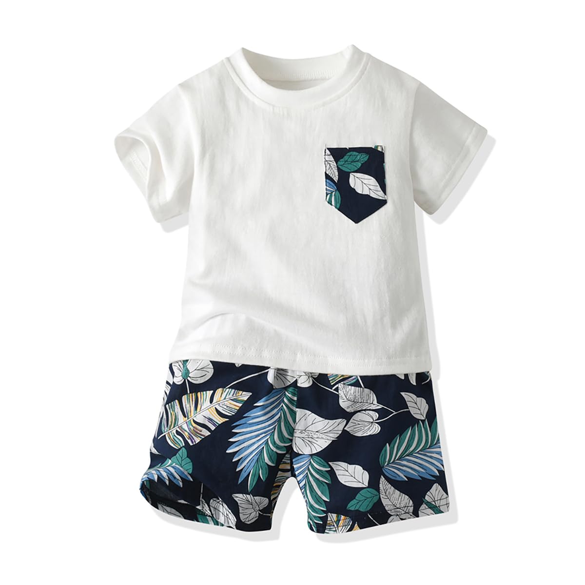 JunNeng Toddler Baby Boy Shorts Sets Hawaiian Outfits,Summmer Hawaiian Shirt+ Elastic Shorts Vacation Clothes