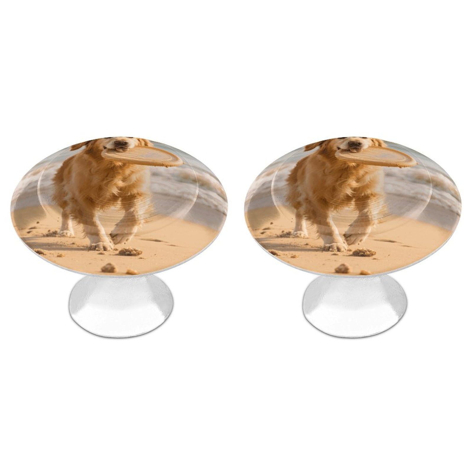 Vstadank Style Golden Retriever Dog Drawer Pulls Sturdy Stainless Steel Door Handle Round Cabinet Knobs Fashion Dresser Drawer Knobs Door Pulls Exquisite Cabinet Handles Furniture Pull 2Pcs