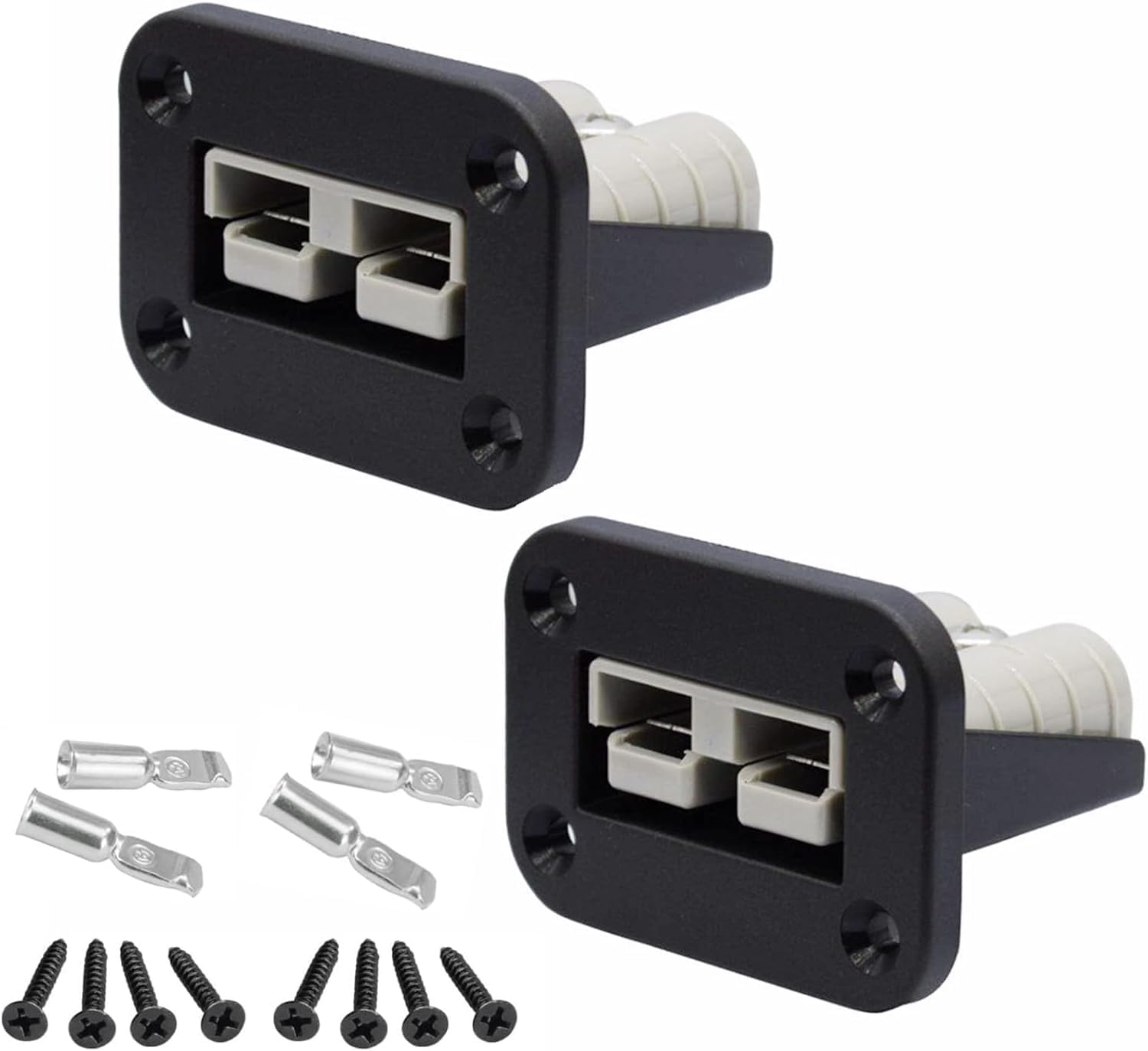 50 Amp Battery Socket with Mounting Plate for Anderson SB50 Plug-in Board, Flush Mount Pack of 2