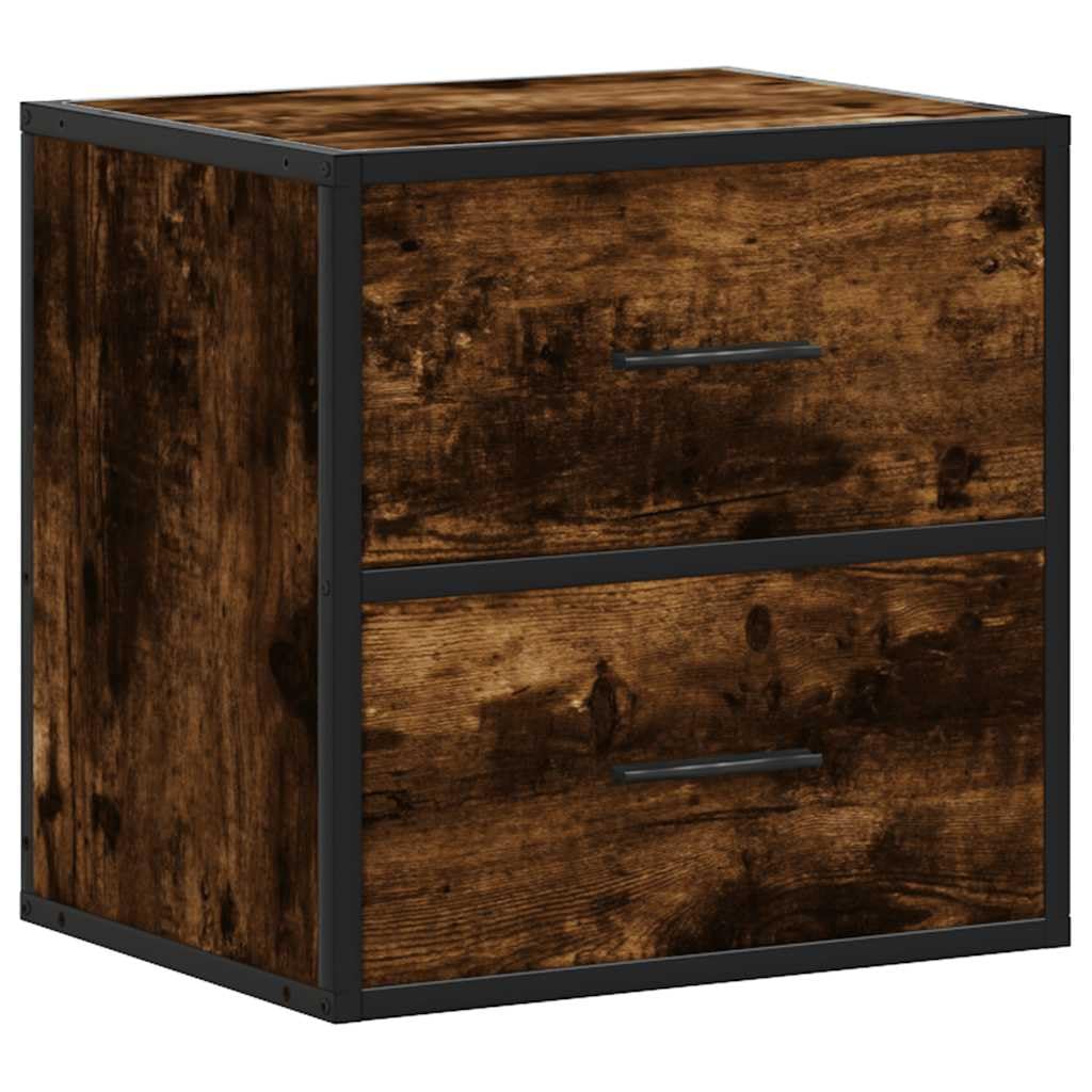 Wandmontierter Nachttisch aus Holzwerkstoff mit Metallgestell, Stauraum für Bücher und Accessoires, platzsparende Wandregal Lösung für Ordnung im Schlafzimmer