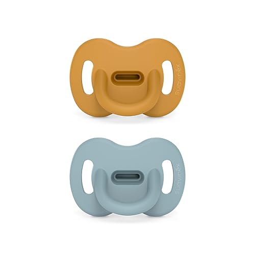 Suavinex Color Essence SX PRO - Chupete de silicona para bebé, 2 unidades, 6-18 meses, mostaza y azul