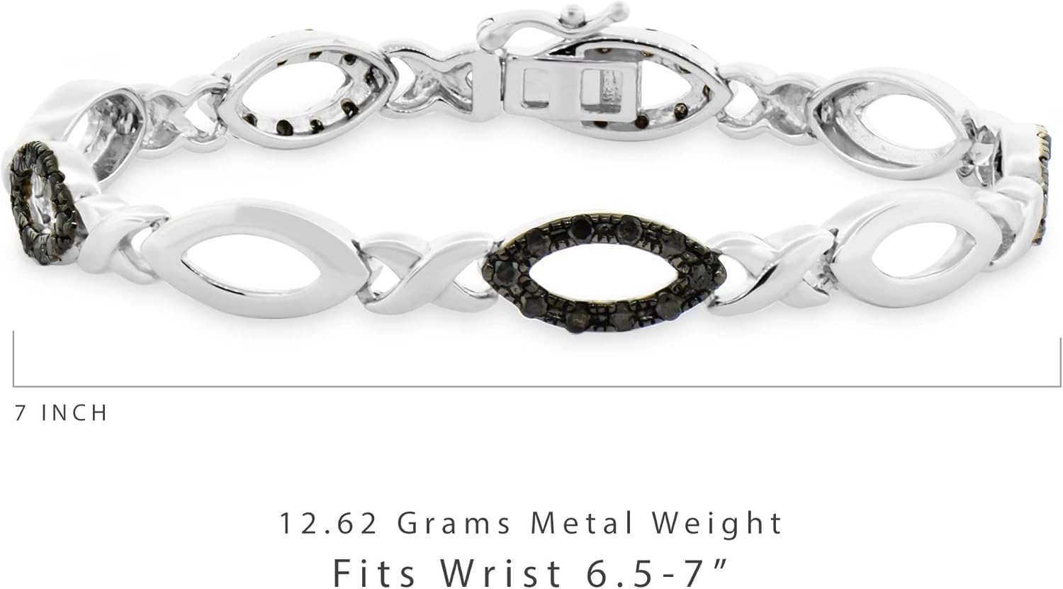 Femme Luxe Infinity Bracelet for Women, 1.25 cttw Black Diamonds in 925 Sterling Silver, Size: 7inches, Hypoallergenic and Dainty, Gift Ready Jewelry - Image 3
