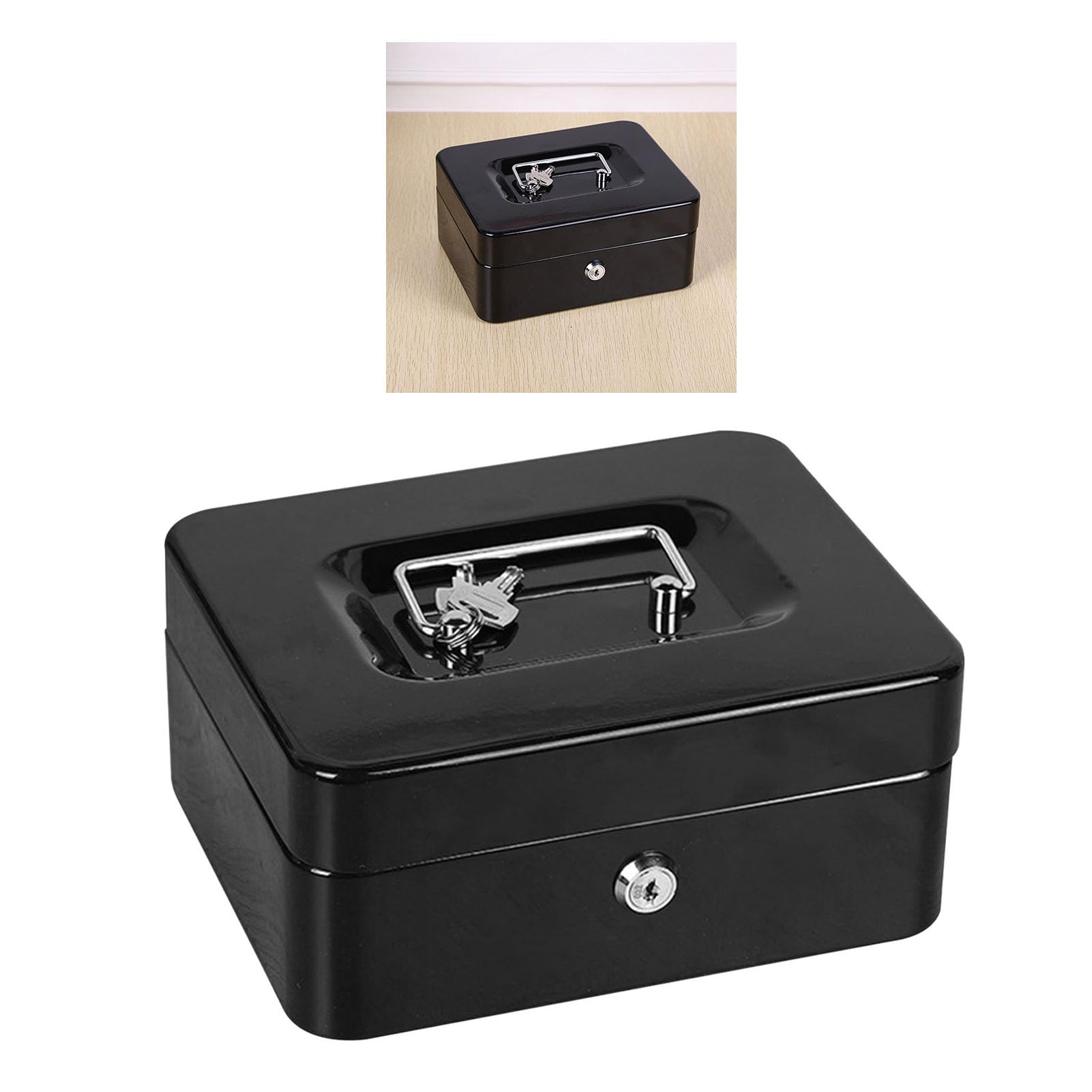 HEEPDD Caja Ignífuga con Cerradura con Llave, Caja para Protección de Documentos, de Archivos Ignífuga Impermeable, Estuche de Almacenamiento Seguro para el Hogar y los Viajes, de 250x200x90 Mm con