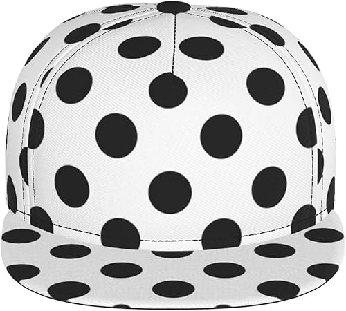 Miniatura 8 de Gorra de béisbol de lunares negros y blancos para hombres y mujeres, sombrero clásico Snapback, estilo hip hop, visera plana, visera ajustable,