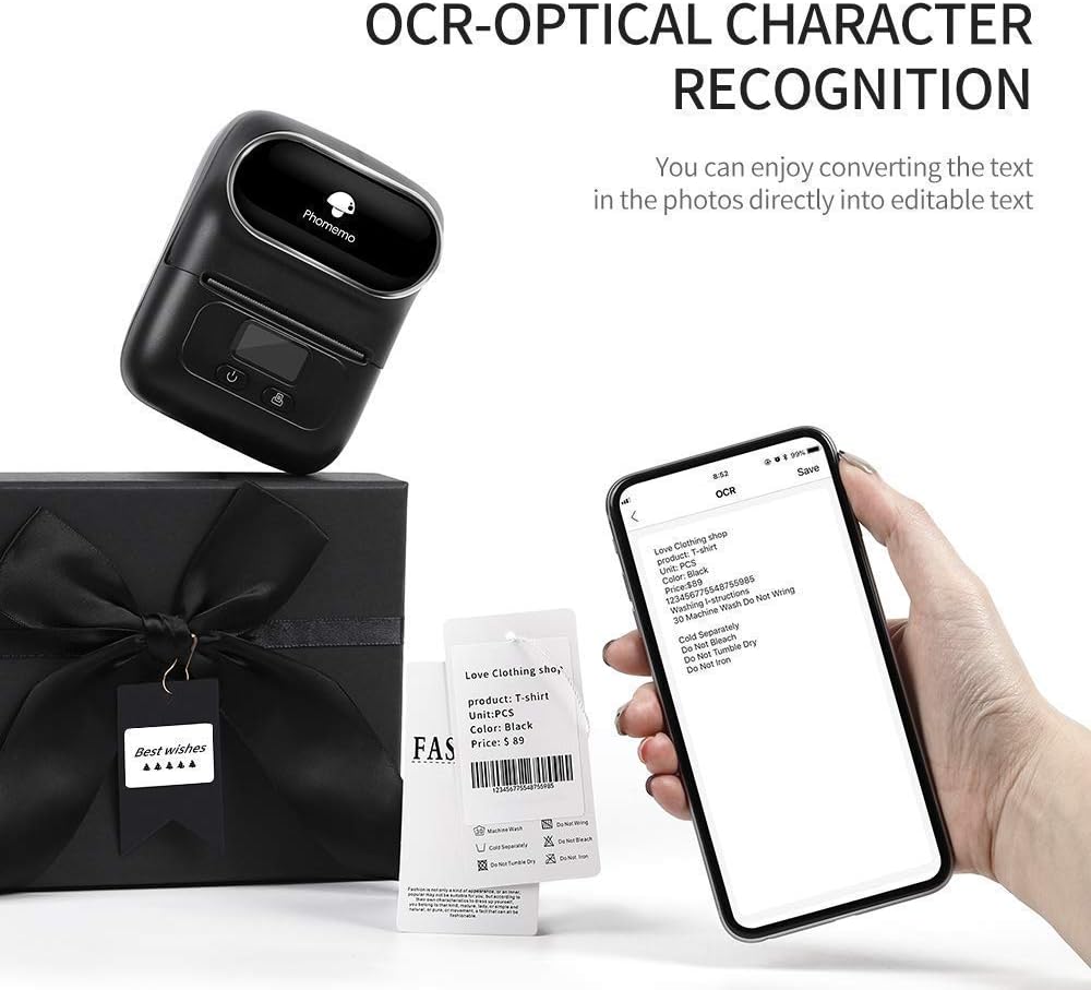 Phomemo M110 Wireless Bluetooth Label Printer, Thermal Label Maker for Labeling, Shipping, Office, Cable, Retail, Barcode, Compatible for Android & iOS System, Black