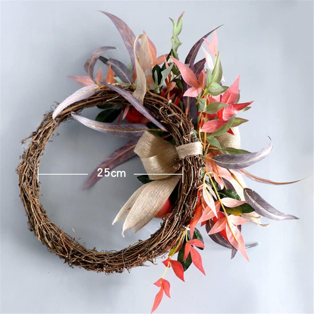 Faux Fruit Wreath Autumn Colours Harvest Festival Maple Leaf Pomegranate Wreath Festive Decoration