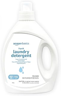 Amazon Basics Concentrated Liquid Laundry Detergent, Hypoallergenic, Free of Perfumes & Clear of Dyes, High Efficiency, 110 Loads, 82.5 Fl Oz (Previously Solimo)