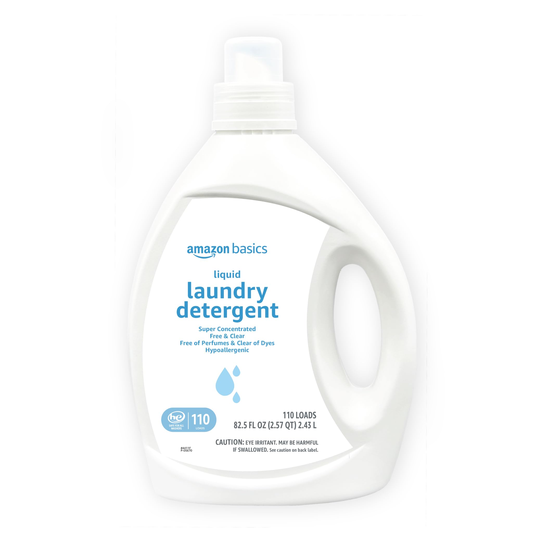 Amazon Basics Concentrated Liquid Laundry Detergent, Free of Perfumes & Clear of Dyes, 110 loads, 82.5 Fl Oz (Previously Solimo)