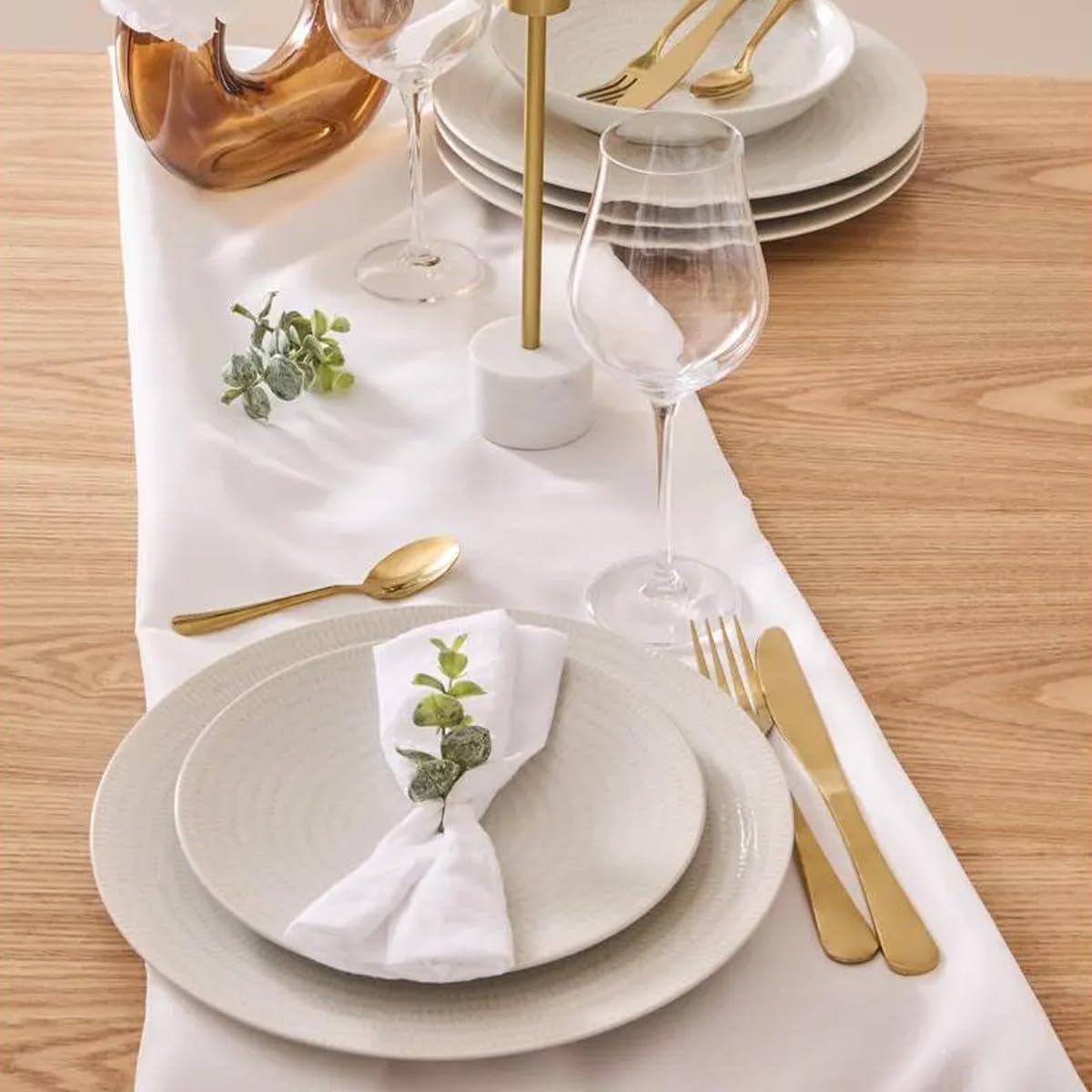 Secret de Gourmet - Lot de 6 Assiettes Plates Rice 27cm Blanc