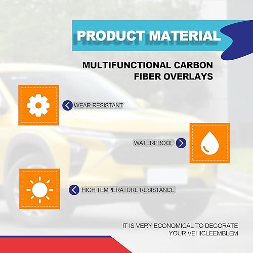 Miniatura 10 de Kit de 3 calcomanías de fibra de carbono para bricolaje, con espátula y cortador, compatible con Chevy, tamaño 11.8 x 3.93 pulgadas, fibra de