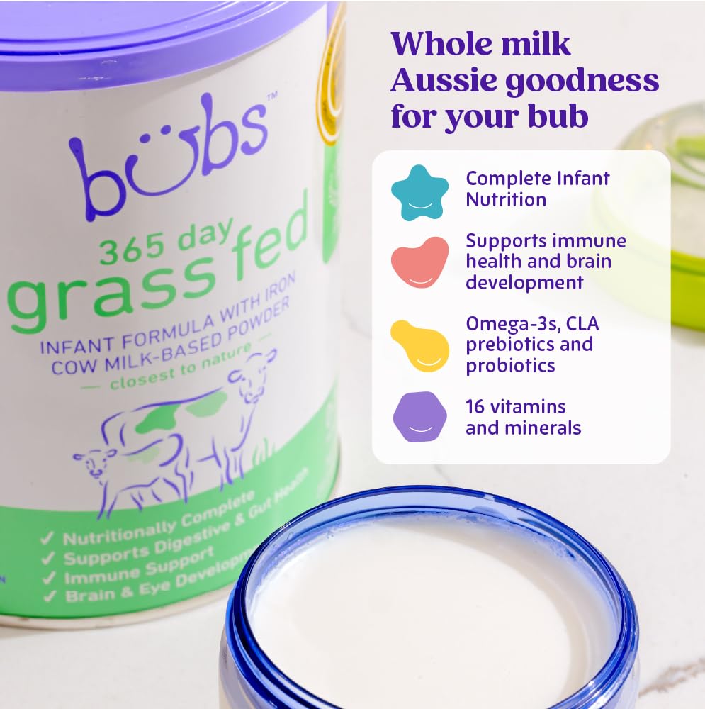 Amazon.com: Bubs 365 Day Grass Fed Infant Formula with Iron, Cow