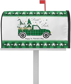 Mailbox Cover Magnetic Dwarf St. Patrick's Day Green Farm Truck Clover Mailbox Covers Standard Size 21x18in,Mailbox Covers Wrap Post Letter Box Cover for Garden Yard Outdoor Buffalo Check Gold Coin