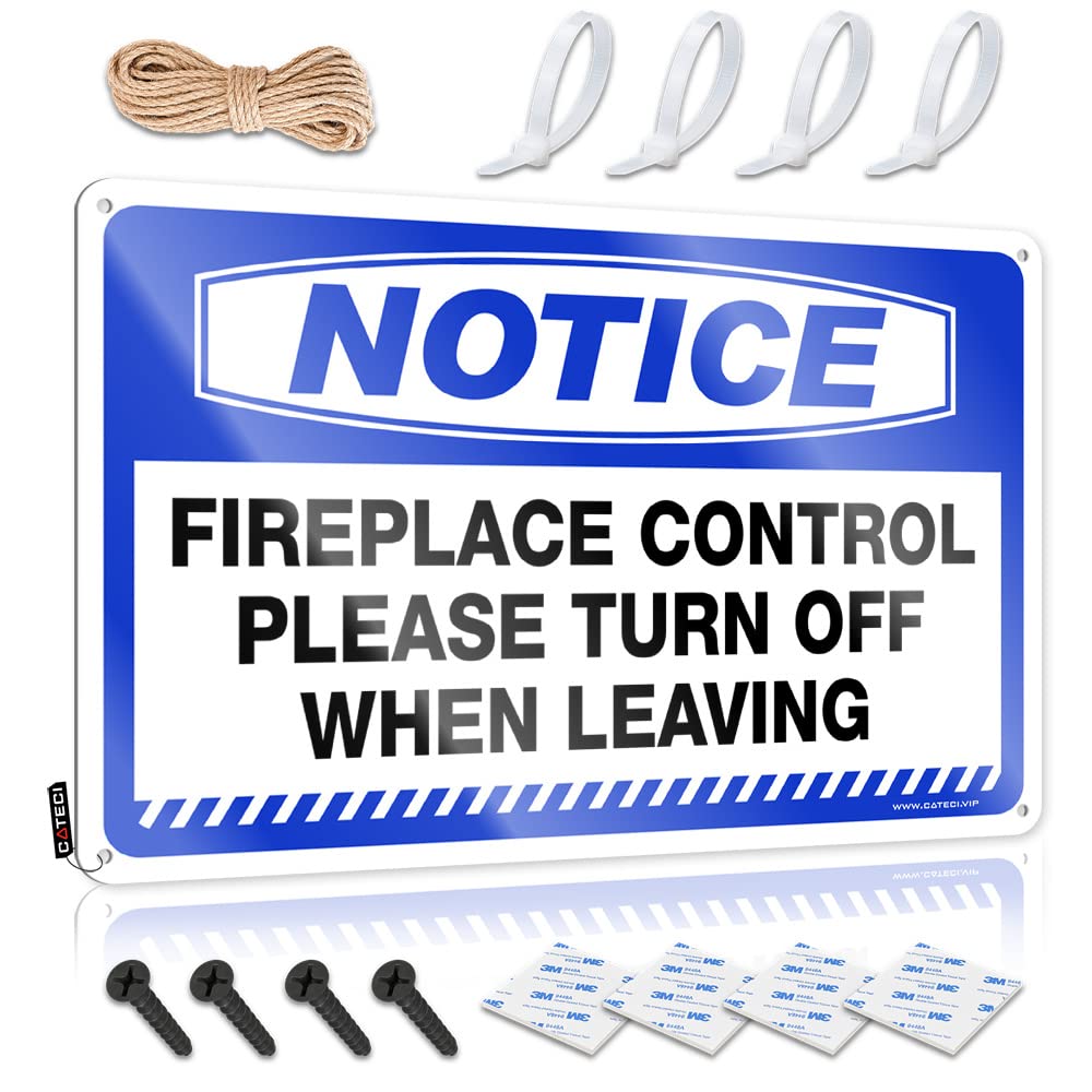 Hanging, Tin Wall Decor Hunting Present Notice Fireplace Control Please Turn Off When Leaving | Rustic Optical Illusion Wall Art(30X40CM)