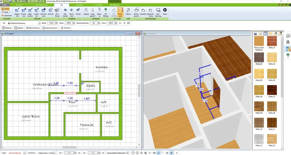 Immocado 3D Architekt Professional - 3D Hausplaner CAD Software & Architektur Programm: Grundrisse zeichnen, Hausplanung & Wohnungsplaner