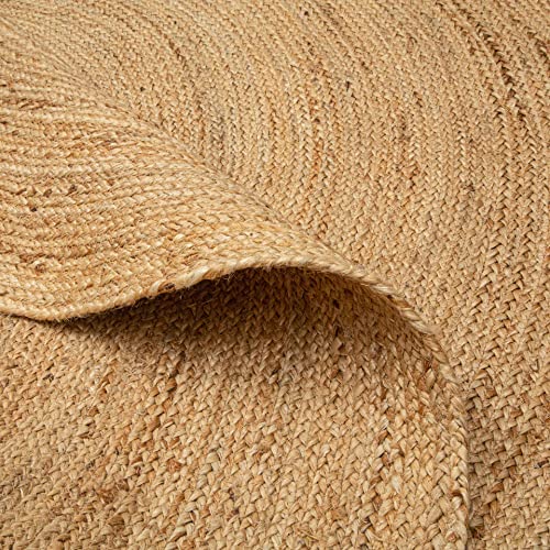 Jute Braided Rug, 4' Round Natural, Hand Woven Reversible Rugs For Kictchen Living Room Entryway, 4 Feet Round #TOP3