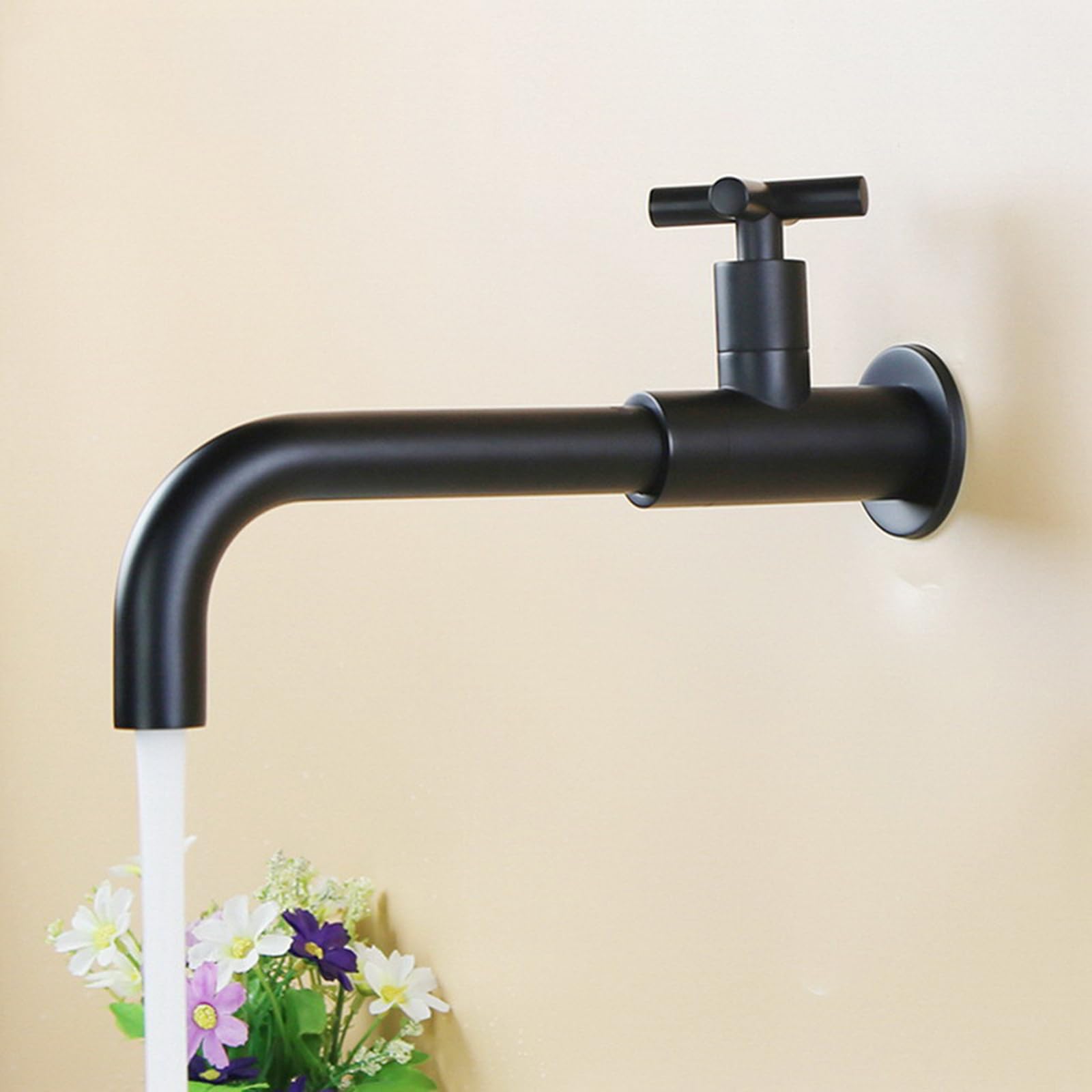 FQWNCIEG Bathroom Sink Wall Mounted Taps Single Cold 360° Rotating Countertop Basin Tap Single Lever,Black