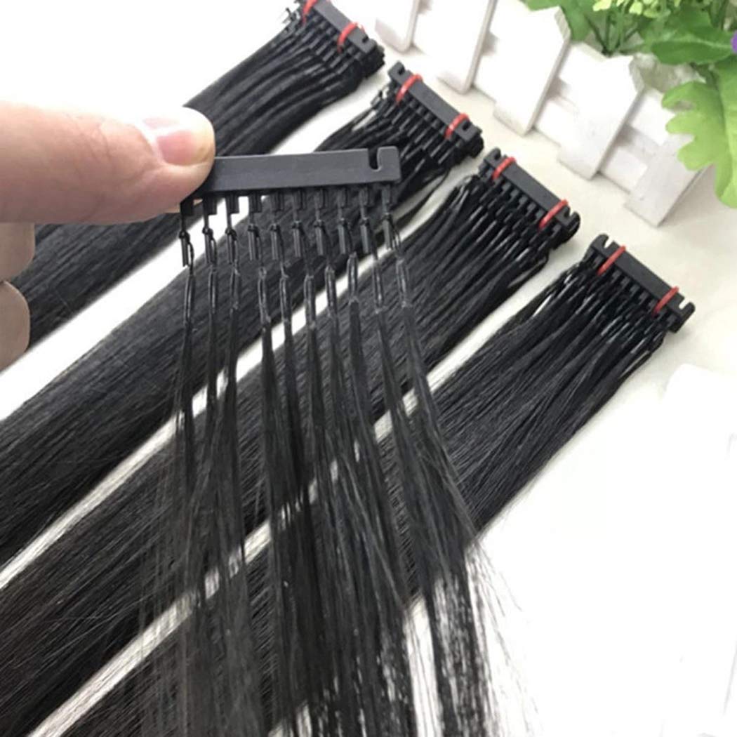 6D Human Hair Extensions Virgin Straight Hair Bundles Pure Virgin Hair Seamless Hair Extension for Women Girls,10 Rows,B,24 INCH