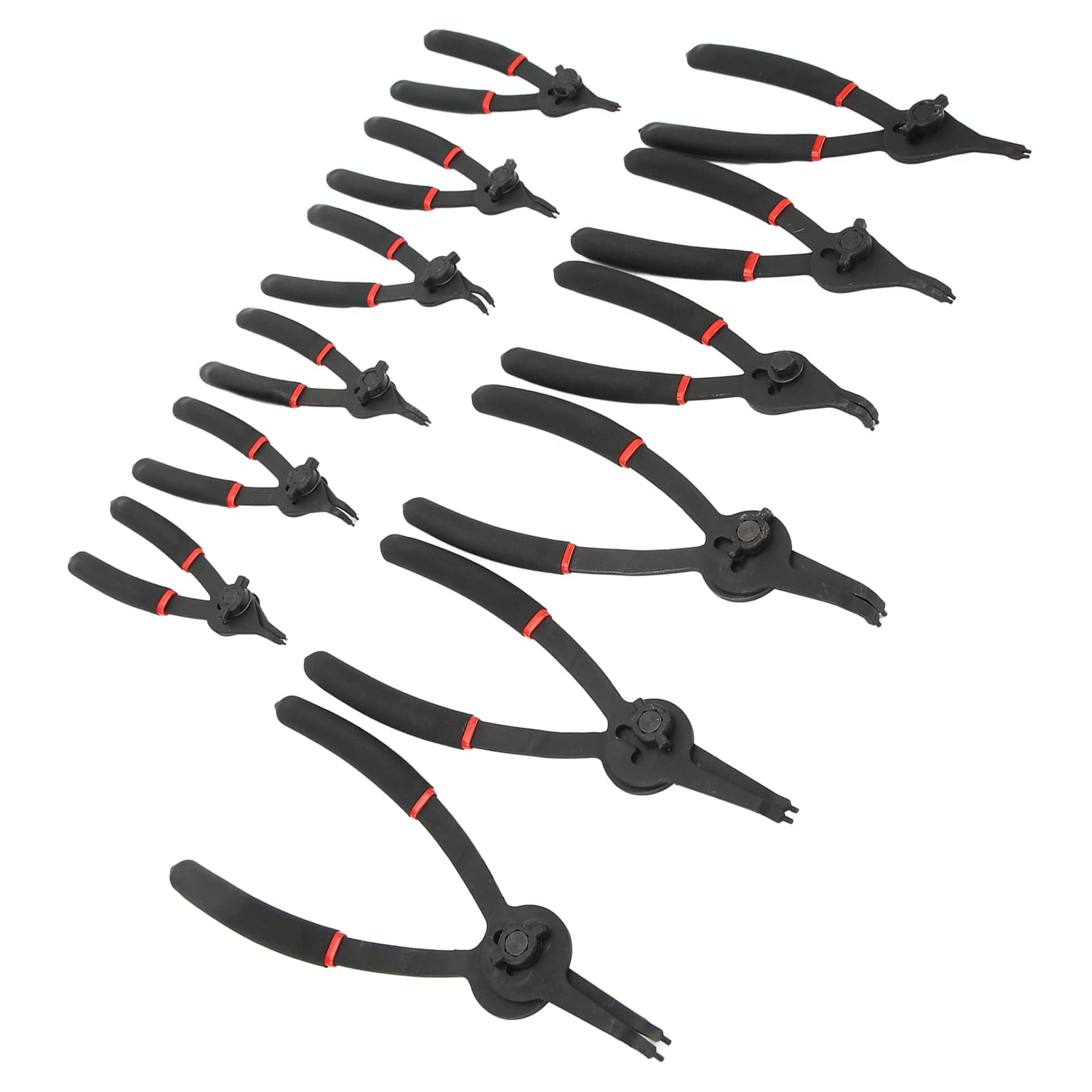Conjunto de alicates de anillo de ajuste, alicates de circlip, alicates de anillo de ondas externas de 12 piezas: mango cómodo de acceso profundo universal para eliminar e instalar
