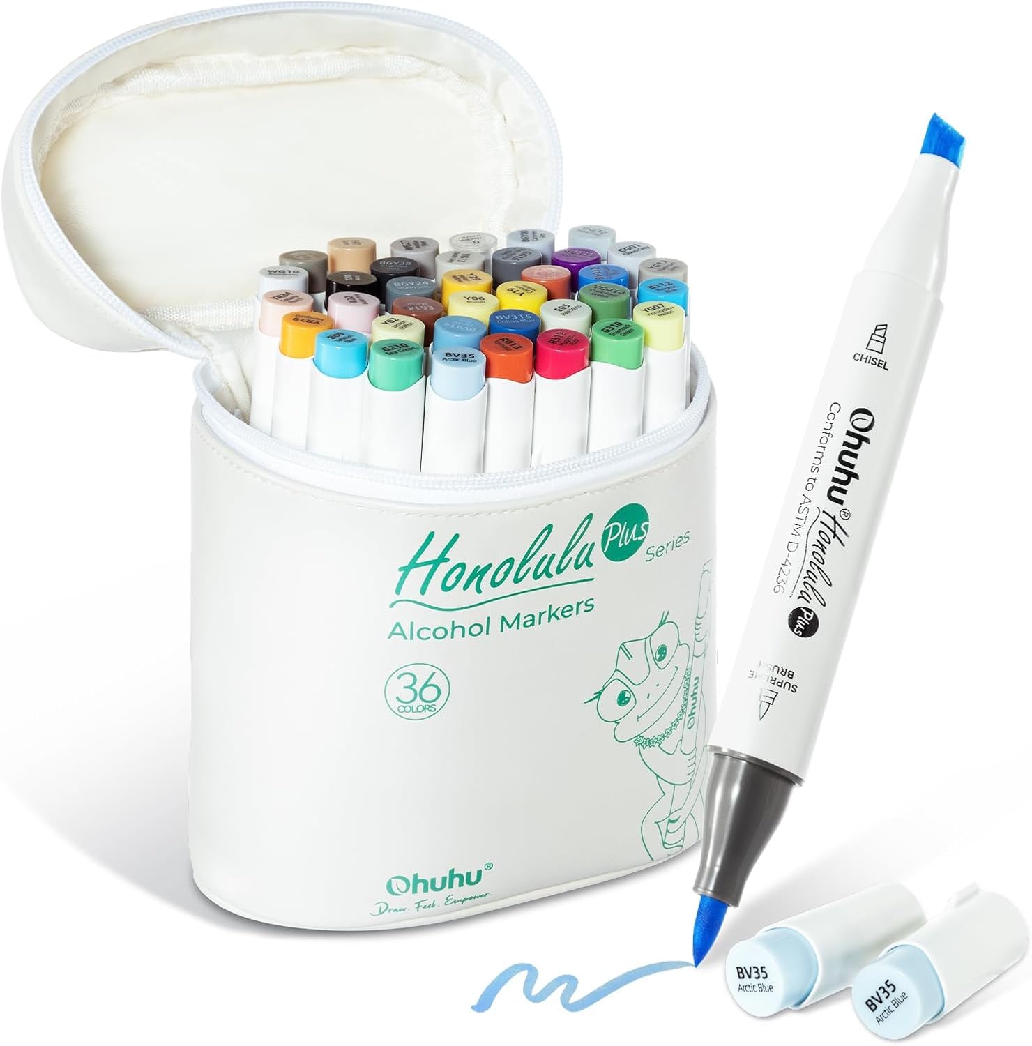 Amazon.co.jp: Ohuhu イラストマーカー プレミアムブラシ・太字 36基本