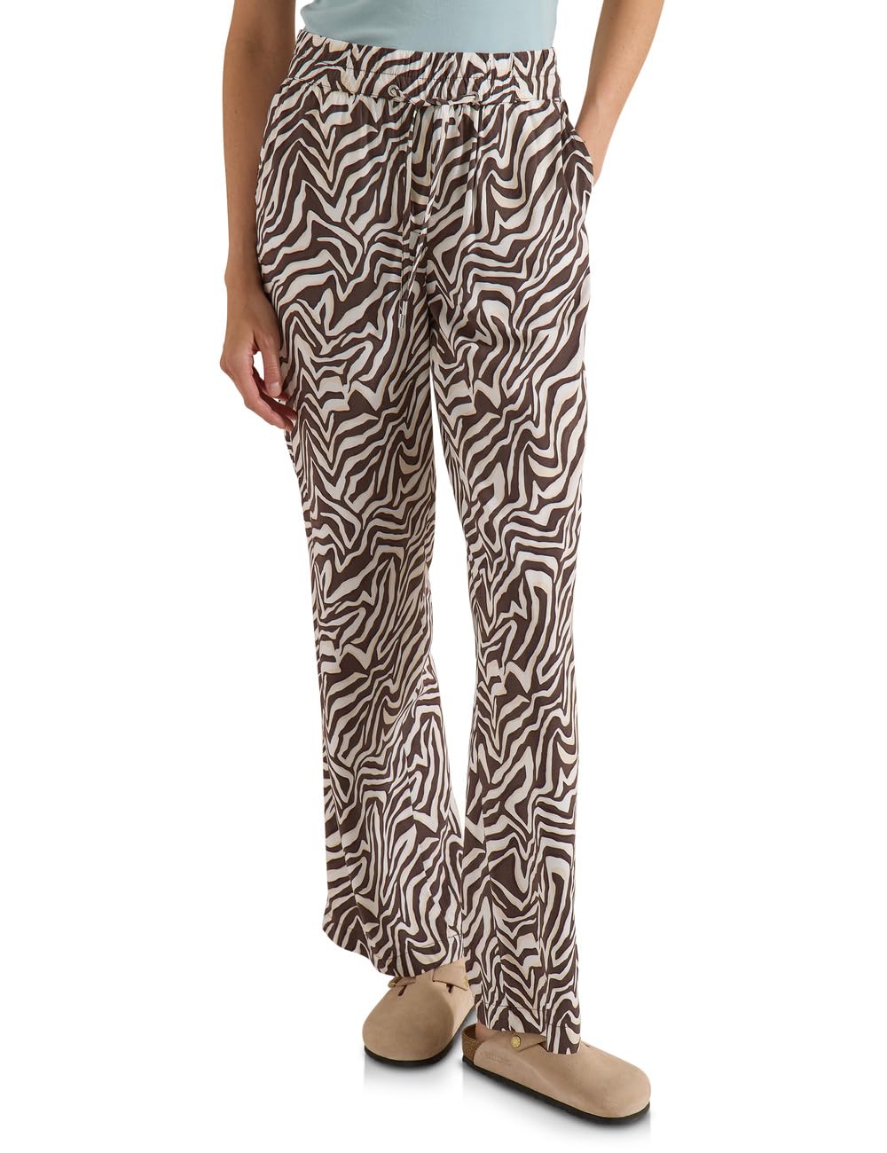 Cecil Women's Straight Leg Trousers with Zebra Print 3717272, Brown Cacao, L / 30L