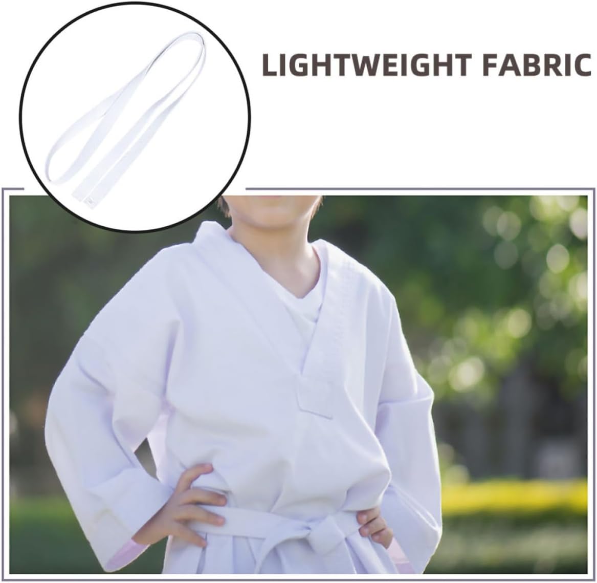Taekwondo Belt Lightweight White Martial Art Waistband Made of Jute Cotton and Polyester for Karate Training and Martial Art Level Training on Hot Summer Days