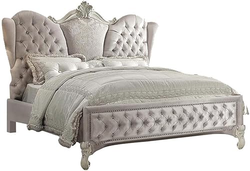 Vista 7 de Acme Cama con paneles de madera tamaño King Versalles en roble cereza roble cerezo