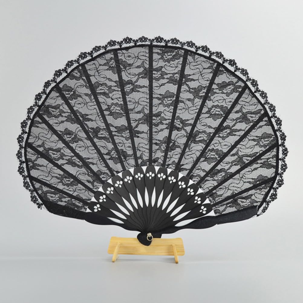 Vintage Chinese Lace Folding Fan, Ideal for Black Cheongsam Styling, Stylish Folding Fan for Summer Cooling, Party Decor, Artistic Display And Daily Carrying