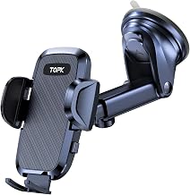 TOPK Car Phone Holder, Phone Holder for Cars Dashboard/Windscreen Adjustable 360° Rotation Upgraded Strong Suction Car Phone Mount for All 4.7 to 6.8 inch Smartphones