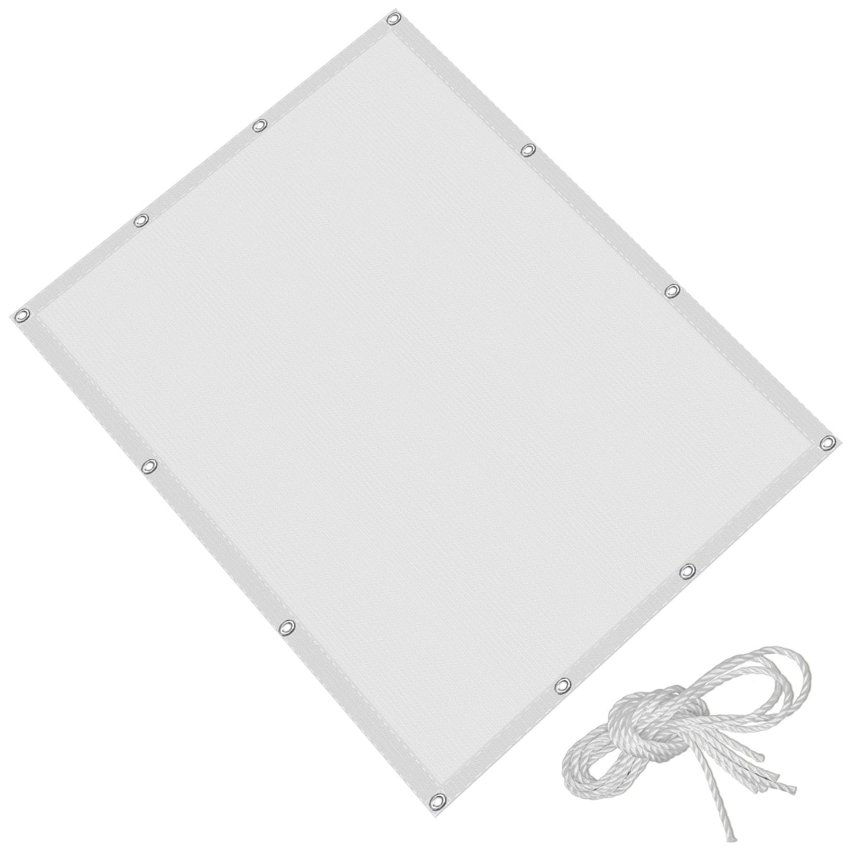 Voile d'ombrage blanc longue taille contre la chaleur sur balcon