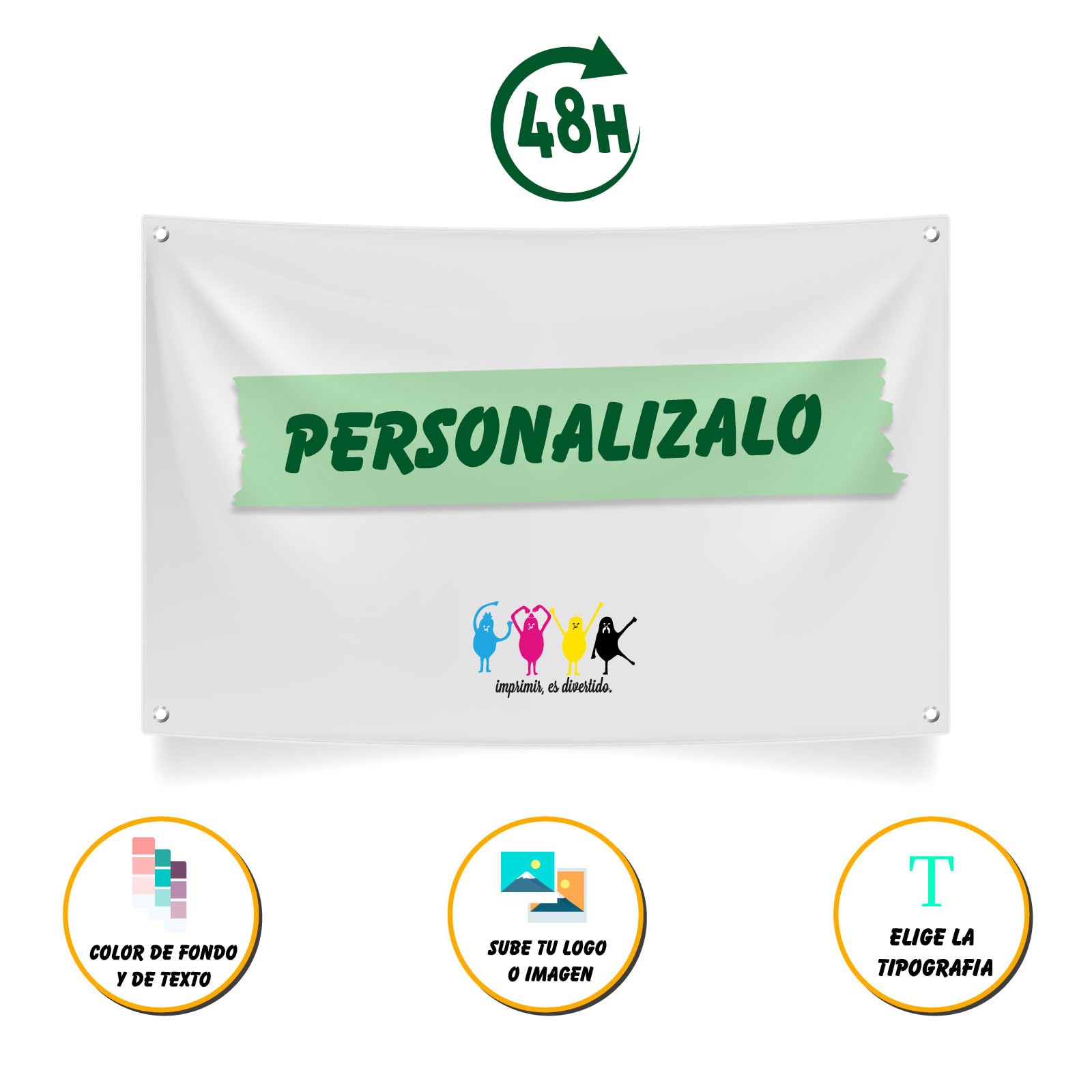Pancarta Personalizada 200x200 cm Lona Publicitaria 450g Rotuprinting