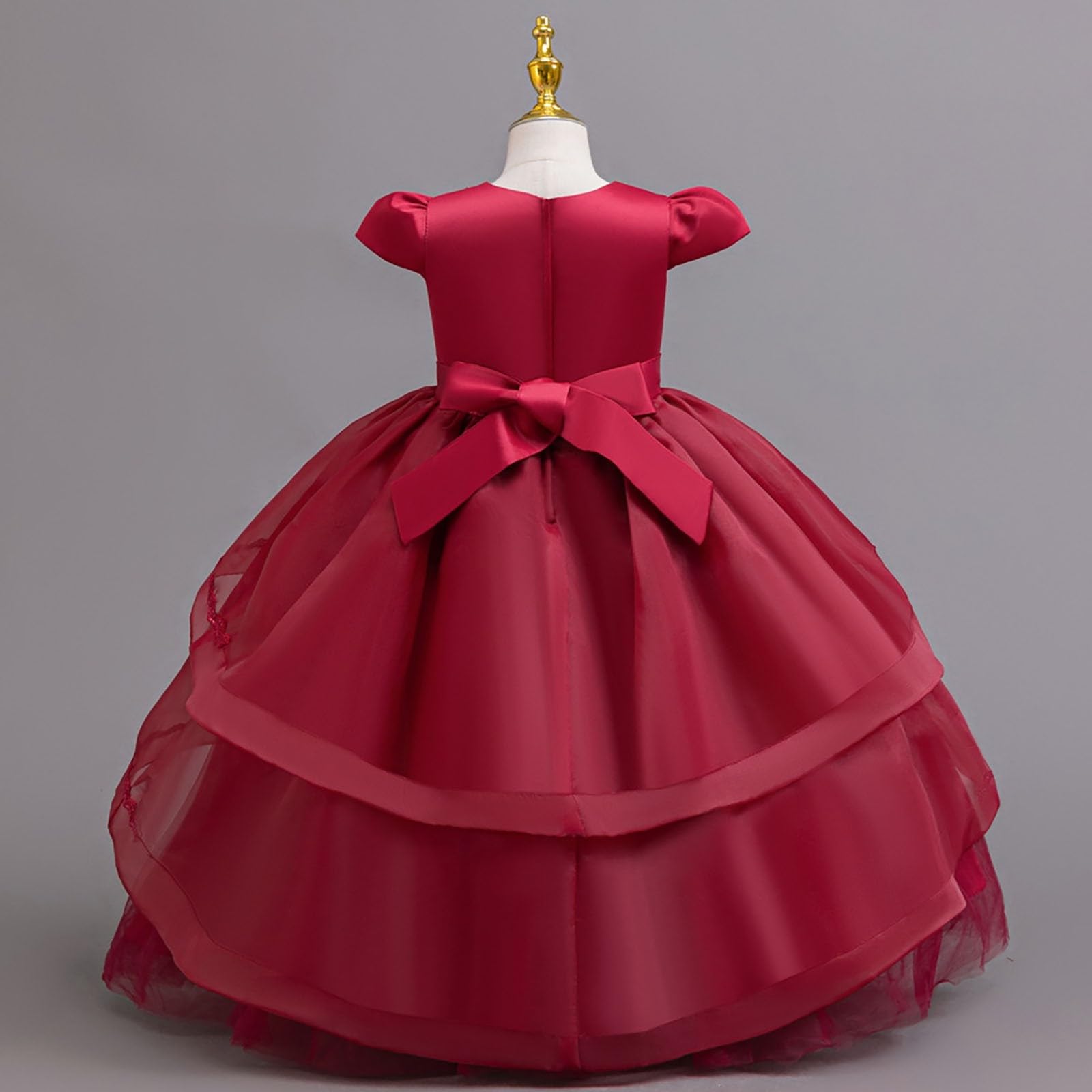 Vestido de niña con lentejuelas y bordado floral, elegante para fiestas formales, bodas y eventos especiales, falda completa forrada, cierre trasero con cremallera, disponible en tallas 3 a 6 años