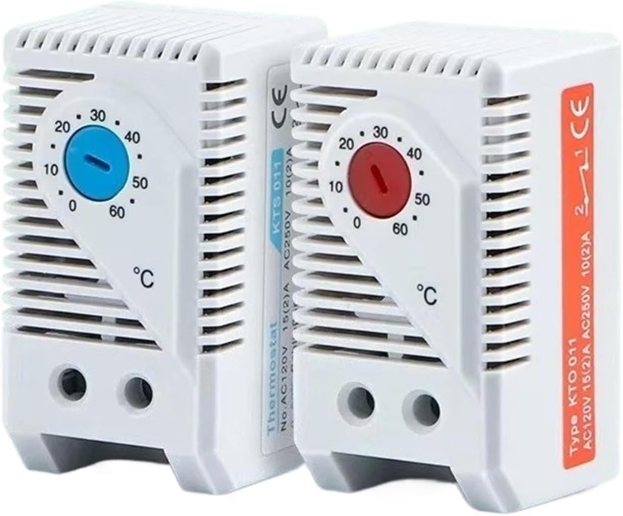 1pc KTS011 NO NC Temperature Controller KTO011 Mechanical Switch Cabinet Thermostat and Humidity Control 0-60℃ AC250V 10A(KTO011-NC)