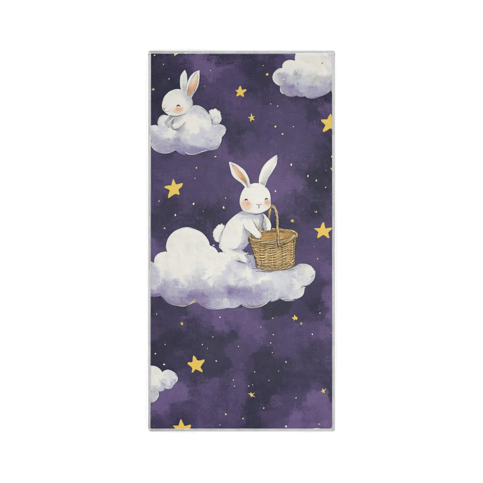 Purple Clouds Rabbits Moon Hand Towels Microfiber Quick Dry Hand Towel Bath washcloth Gym Towels in Bulk Sports Towel 30