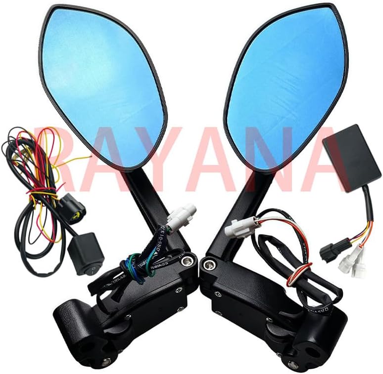 RAYANA Electric Folding Rearview Mirror Aluminum Alloy for Motorcycle Scooter ATV