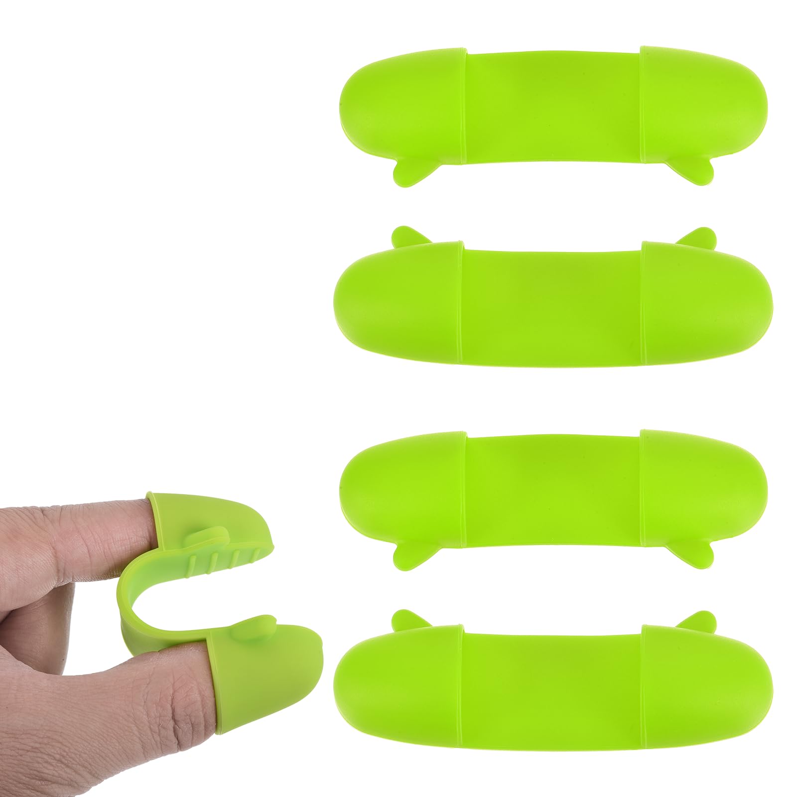 uxcell 2 Sets Mini Oven Mitts Gloves, 3.5x1x0.6 Inch Small Cute Silicone Mitts Gloves Pinch Grips Pot Holders for Kitchen Cooking Baking Grilling, Green